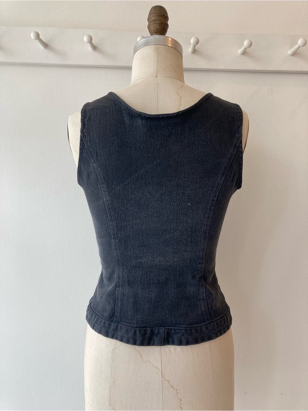 Rare Vintage Lip Service Black Stretch Denim Snap Front Vest / 90s -Y2K - Picture 3 of 6